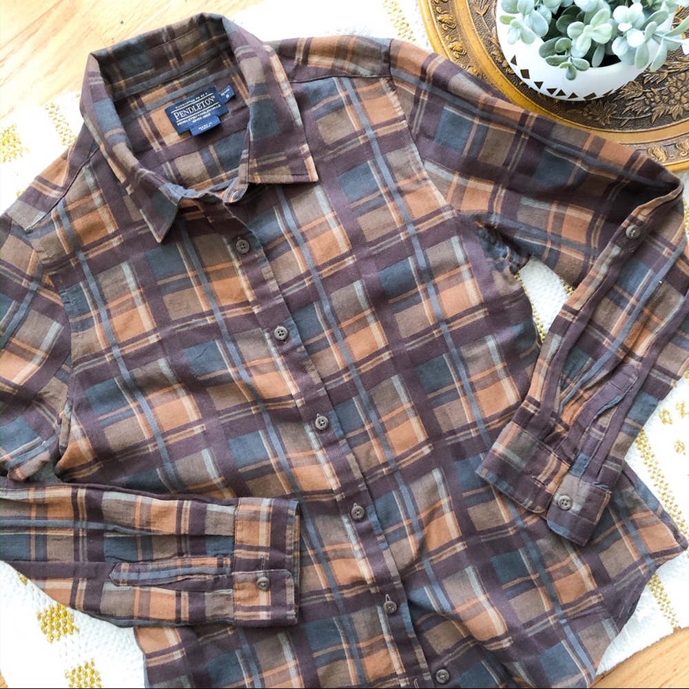 Pendleton Plaid Light Weight Button Down Sp - image 1